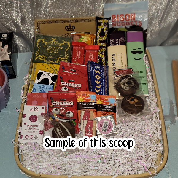 Example of Chocolates you can purchase for a gift box displayed in a basket.