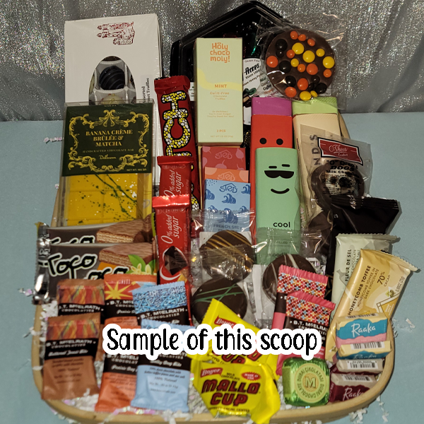 Example of Chocolates you can purchase for a gift box displayed in a basket.